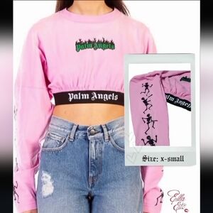 Palm Angels Dance Of Death Long Sleeve Cropped Top skull skeletons